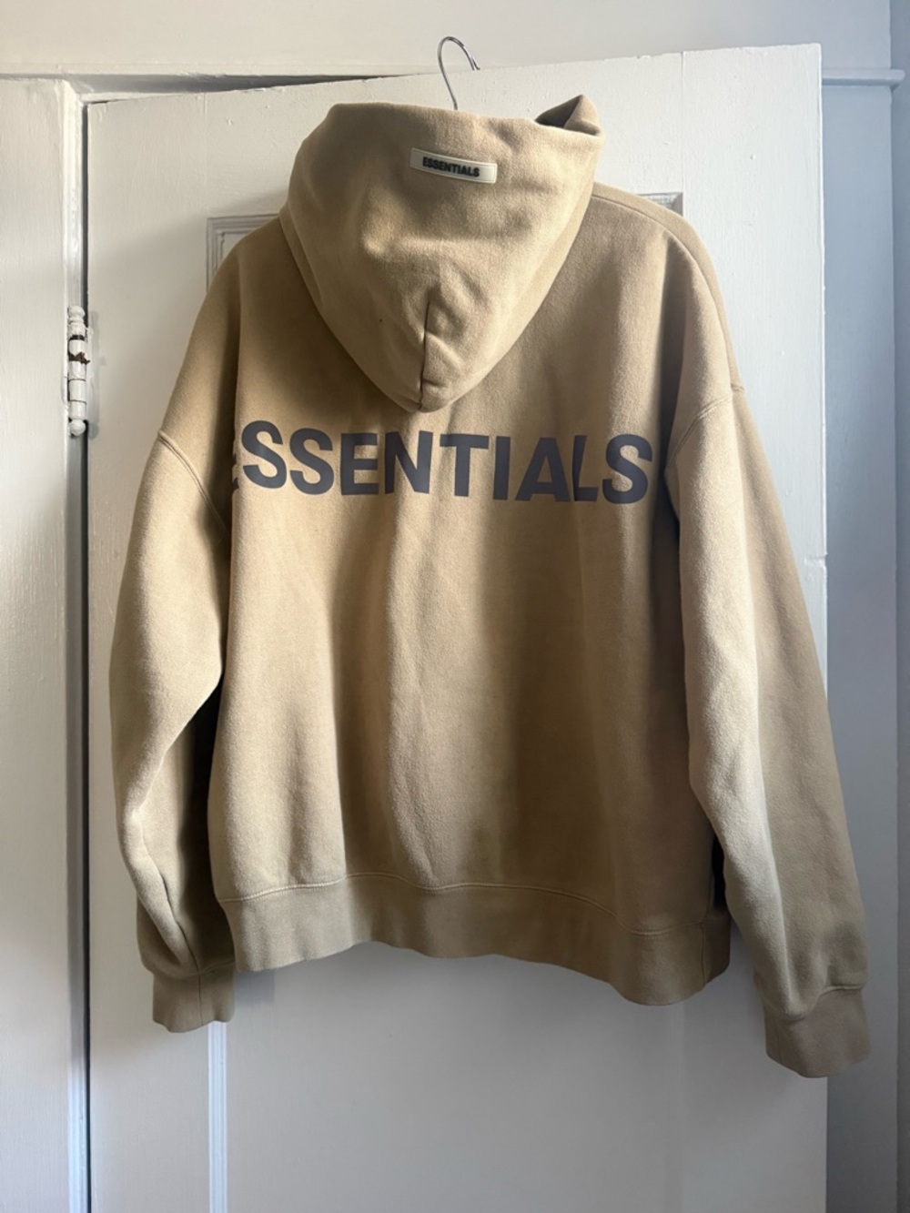 Essentials Tan Pullover Hoodie with Bold Back Logo